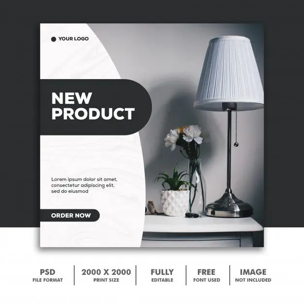 Premium PSD _ Social media post template instagram, furniture decoration black new.webp