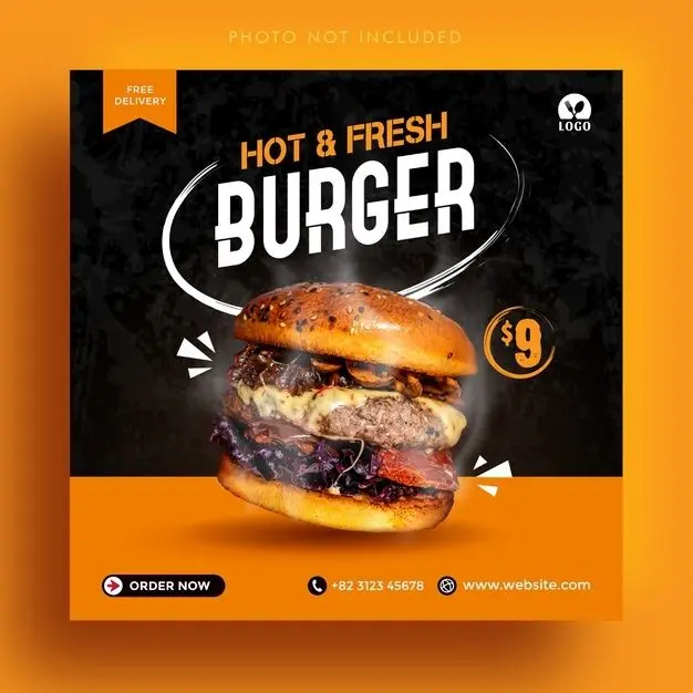 Premium Vector _ Hot burger sale social media instagram post advertising banner template.webp